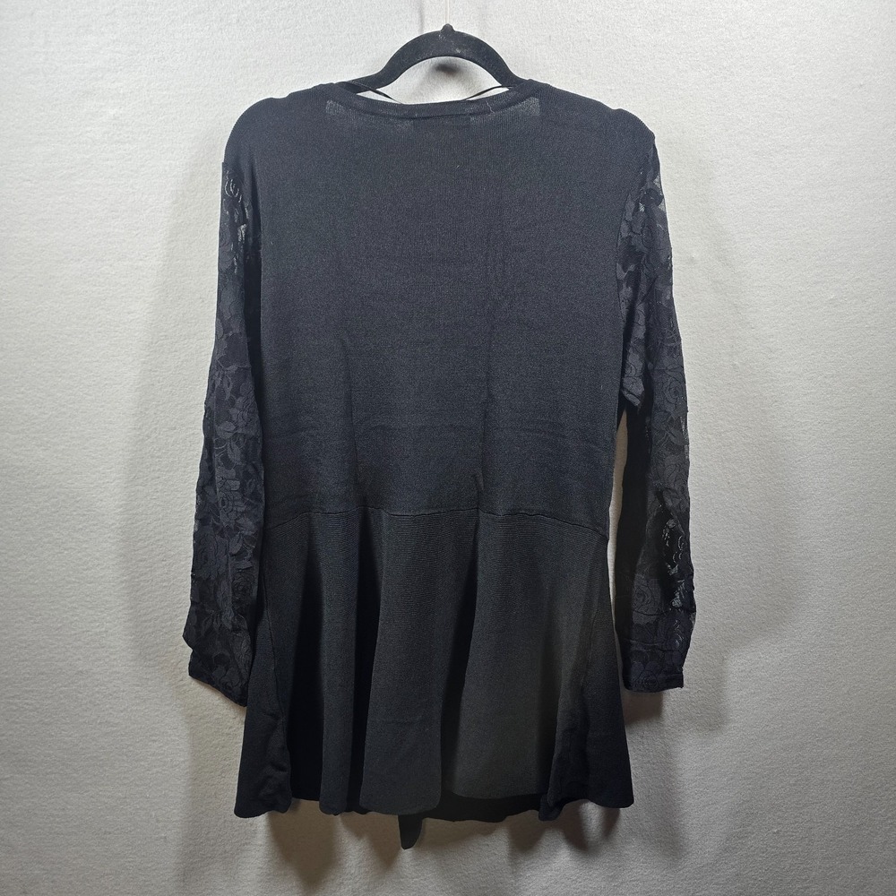 Lane Bryant Shirt Womens Size 18/20 Black Lace Sleeves Top Blouse Peplum - Picture 6 of 10